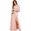 imageEverPretty Womens Elegant Double V Neck Long Sleeve Formal Dress High Waist Split Formal Evening Gowns 80116Pink