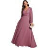 imageEverPretty Womens Formal Dresses Long Sleeve V Neck Empire Waist A Line Beading Maxi Wedding Guest Dress 01981Orchid
