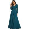 imageEverPretty Womens Formal Dresses Long Sleeve V Neck Empire Waist A Line Beading Maxi Wedding Guest Dress 01981Teal