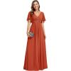 imageEverPretty Womens Mothers Dress Chiffon V Neck A Line Appliques Waist Formal Dresses 01960Burnt Orange
