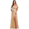 imageEverPretty Womens Off The Shoulder Bridesmaid Dresses Side Split Beach Maxi Formal Dress 00968Champagne