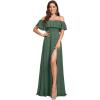 imageEverPretty Womens Off The Shoulder Bridesmaid Dresses Side Split Beach Maxi Formal Dress 00968Eucalyptus Green