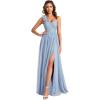 imageEverPretty Womens One Shoulder Sleeveless Pleated ALine Floor Length Bridesmaid Dresses 01911Light Dusty Blue