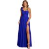 imageEverPretty Womens One Shoulder Sleeveless Pleated ALine Floor Length Bridesmaid Dresses 01911Sapphire Blue