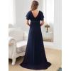 imageEverPretty Women Chiffon VNeck Maternity Party Dresses for Baby Shower with Sleeves 20795EYNavy Blue