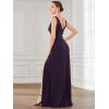 imageEverPretty Womens Bridesmaid Dresses Deep VNeck Sleeveless Side Slit Floor Length Wedding Guest Dress 0168BDeep Purple
