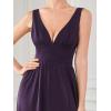 imageEverPretty Womens Bridesmaid Dresses Deep VNeck Sleeveless Side Slit Floor Length Wedding Guest Dress 0168BDeep Purple