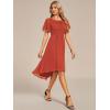 imageEverPretty Womens Chiffon Crew Neck Pleated Waist Short Sleeve Wedding Guest Dress 02053Burnt Orange
