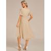 imageEverPretty Womens Chiffon Crew Neck Pleated Waist Short Sleeve Wedding Guest Dress 02053Champagne