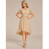 imageEverPretty Womens Chiffon Crew Neck Pleated Waist Short Sleeve Wedding Guest Dress 02053Champagne