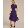 imageEverPretty Womens Chiffon Crew Neck Pleated Waist Short Sleeve Wedding Guest Dress 02053Deep Purple