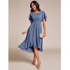 imageEverPretty Womens Chiffon Crew Neck Pleated Waist Short Sleeve Wedding Guest Dress 02053Dusty Navy