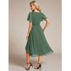 imageEverPretty Womens Chiffon Crew Neck Pleated Waist Short Sleeve Wedding Guest Dress 02053Eucalyptus Green