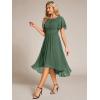 imageEverPretty Womens Chiffon Crew Neck Pleated Waist Short Sleeve Wedding Guest Dress 02053Eucalyptus Green