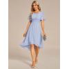 imageEverPretty Womens Chiffon Crew Neck Pleated Waist Short Sleeve Wedding Guest Dress 02053Ice Blue