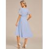 imageEverPretty Womens Chiffon Crew Neck Pleated Waist Short Sleeve Wedding Guest Dress 02053Ice Blue