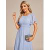 imageEverPretty Womens Chiffon Crew Neck Pleated Waist Short Sleeve Wedding Guest Dress 02053Ice Blue