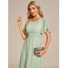 imageEverPretty Womens Chiffon Crew Neck Pleated Waist Short Sleeve Wedding Guest Dress 02053Mint Green