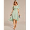 imageEverPretty Womens Chiffon Crew Neck Pleated Waist Short Sleeve Wedding Guest Dress 02053Mint Green