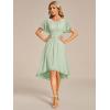 imageEverPretty Womens Chiffon Crew Neck Pleated Waist Short Sleeve Wedding Guest Dress 02053Mint Green