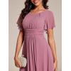 imageEverPretty Womens Chiffon Crew Neck Pleated Waist Short Sleeve Wedding Guest Dress 02053Orchid