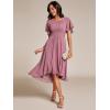 imageEverPretty Womens Chiffon Crew Neck Pleated Waist Short Sleeve Wedding Guest Dress 02053Orchid