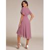 imageEverPretty Womens Chiffon Crew Neck Pleated Waist Short Sleeve Wedding Guest Dress 02053Orchid