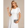 imageEverPretty Womens Chiffon Crew Neck Pleated Waist Short Sleeve Wedding Guest Dress 02053White