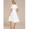 imageEverPretty Womens Chiffon Crew Neck Pleated Waist Short Sleeve Wedding Guest Dress 02053White