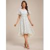 imageEverPretty Womens Chiffon Crew Neck Pleated Waist Short Sleeve Wedding Guest Dress 02053White Green