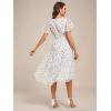 imageEverPretty Womens Chiffon Crew Neck Pleated Waist Short Sleeve Wedding Guest Dress 02053White Green
