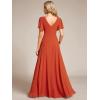 imageEverPretty Womens Chiffon Formal Dress ALine V Neck Ruffle Sleeves Floor Length Evening Gown 11981Burnt Orange