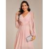 imageEverPretty Womens Chiffon Lantern Long Sleeves Pleated Appliqued Empire Waist Midi Length Semi Formal Dresses 02926Pink
