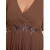 imageEverPretty Womens Chiffon V Neck Short Sleeves Appliques Plus Size Dresses for Curvy Women Formal Dresses 01960DABrown