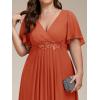 imageEverPretty Womens Chiffon V Neck Short Sleeves Appliques Plus Size Dresses for Curvy Women Formal Dresses 01960DABurnt Orange