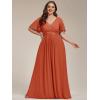 imageEverPretty Womens Chiffon V Neck Short Sleeves Appliques Plus Size Dresses for Curvy Women Formal Dresses 01960DABurnt Orange