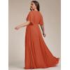 imageEverPretty Womens Chiffon V Neck Short Sleeves Appliques Plus Size Dresses for Curvy Women Formal Dresses 01960DABurnt Orange