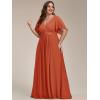 imageEverPretty Womens Chiffon V Neck Short Sleeves Appliques Plus Size Dresses for Curvy Women Formal Dresses 01960DABurnt Orange