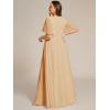 imageEverPretty Womens Chiffon V Neck Short Sleeves Appliques Plus Size Dresses for Curvy Women Formal Dresses 01960DAChampagne