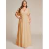imageEverPretty Womens Chiffon V Neck Short Sleeves Appliques Plus Size Dresses for Curvy Women Formal Dresses 01960DAChampagne