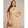 imageEverPretty Womens Chiffon V Neck Short Sleeves Appliques Plus Size Dresses for Curvy Women Formal Dresses 01960DAChampagne