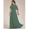 imageEverPretty Womens Chiffon V Neck Short Sleeves Appliques Plus Size Dresses for Curvy Women Formal Dresses 01960DAEucalyptus