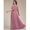 imageEverPretty Womens Chiffon V Neck Short Sleeves Appliques Plus Size Dresses for Curvy Women Formal Dresses 01960DAOrchid