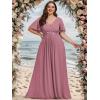 imageEverPretty Womens Chiffon V Neck Short Sleeves Appliques Plus Size Dresses for Curvy Women Formal Dresses 01960DAOrchid