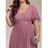 imageEverPretty Womens Chiffon V Neck Short Sleeves Appliques Plus Size Dresses for Curvy Women Formal Dresses 01960DAOrchid