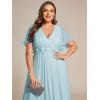 imageEverPretty Womens Chiffon V Neck Short Sleeves Appliques Plus Size Dresses for Curvy Women Formal Dresses 01960DASky Blue