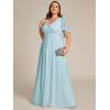 imageEverPretty Womens Chiffon V Neck Short Sleeves Appliques Plus Size Dresses for Curvy Women Formal Dresses 01960DASky Blue