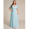 imageEverPretty Womens Chiffon V Neck Short Sleeves Appliques Plus Size Dresses for Curvy Women Formal Dresses 01960DASky Blue