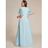 imageEverPretty Womens Chiffon V Neck Short Sleeves Appliques Plus Size Dresses for Curvy Women Formal Dresses 01960DASky Blue