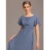 imageEverPretty Womens Classic Round Neck Short Sleeves Chiffon Floor Length Bridesmaid Dress 01840PHDusty Blue